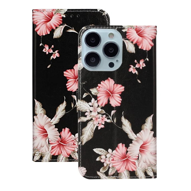 Pattern Printing Wallet Stand Phone Leather Case Cover for iPhone 13 Pro 6.1 inch - Azalea