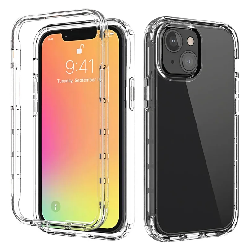 Drop-resistant Transparent Gradient Color Clear TPU + PC Back Shell for iPhone 13 mini 5.4 inch - Transparent