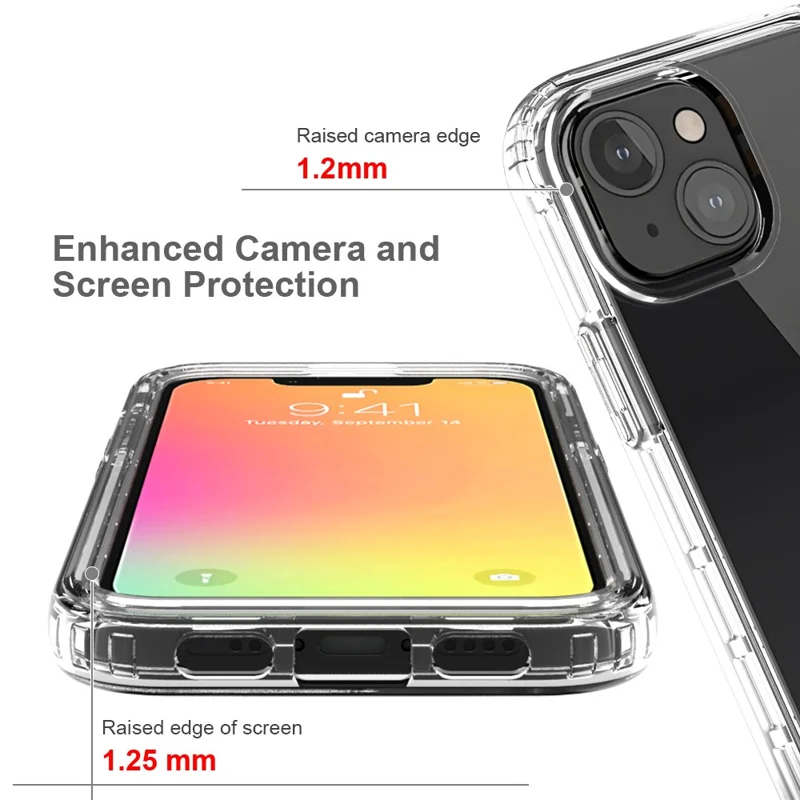 Drop-resistant Transparent Gradient Color Clear TPU + PC Back Shell for iPhone 13 mini 5.4 inch - Transparent