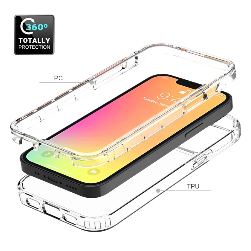 Drop-resistant Transparent Gradient Color Clear TPU + PC Back Shell for iPhone 13 mini 5.4 inch - Transparent