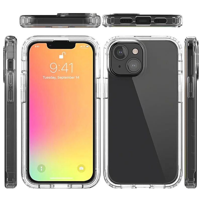 Drop-resistant Transparent Gradient Color Clear TPU + PC Back Shell for iPhone 13 mini 5.4 inch - Transparent
