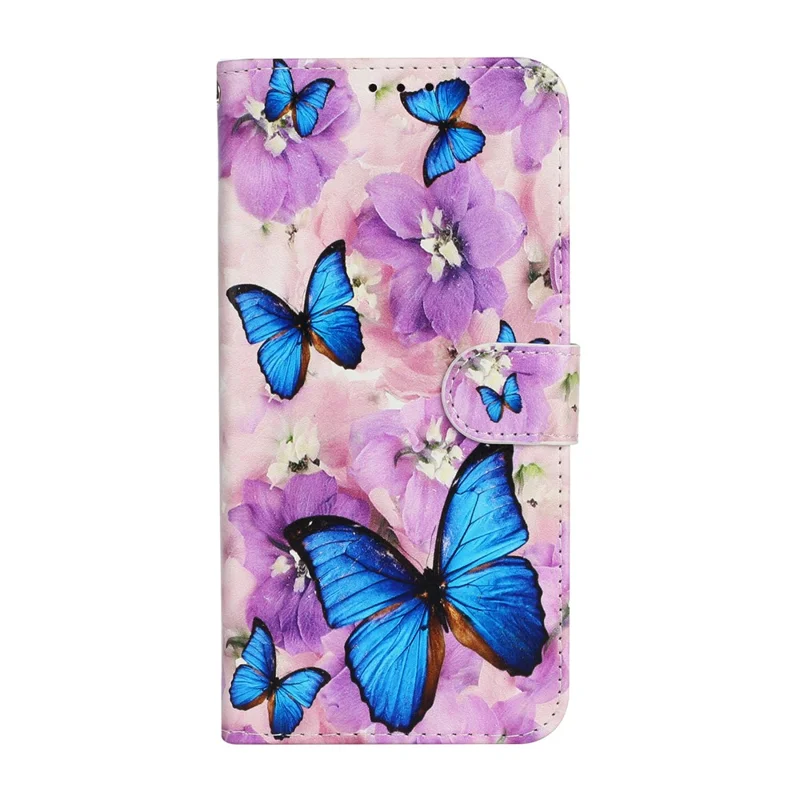 Pattern Embossed Wallet Stand Design Leather Phone Shell Case with Strap for iPhone 13 6.1 inch - Butterfly