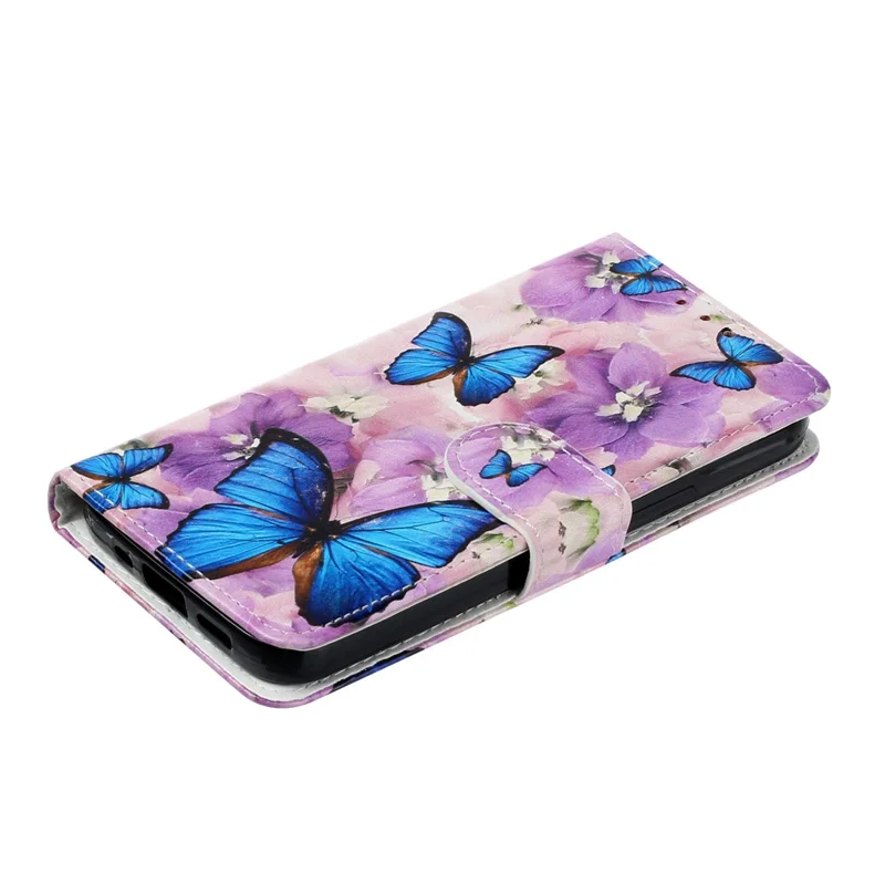 Pattern Embossed Wallet Stand Design Leather Phone Shell Case with Strap for iPhone 13 6.1 inch - Butterfly