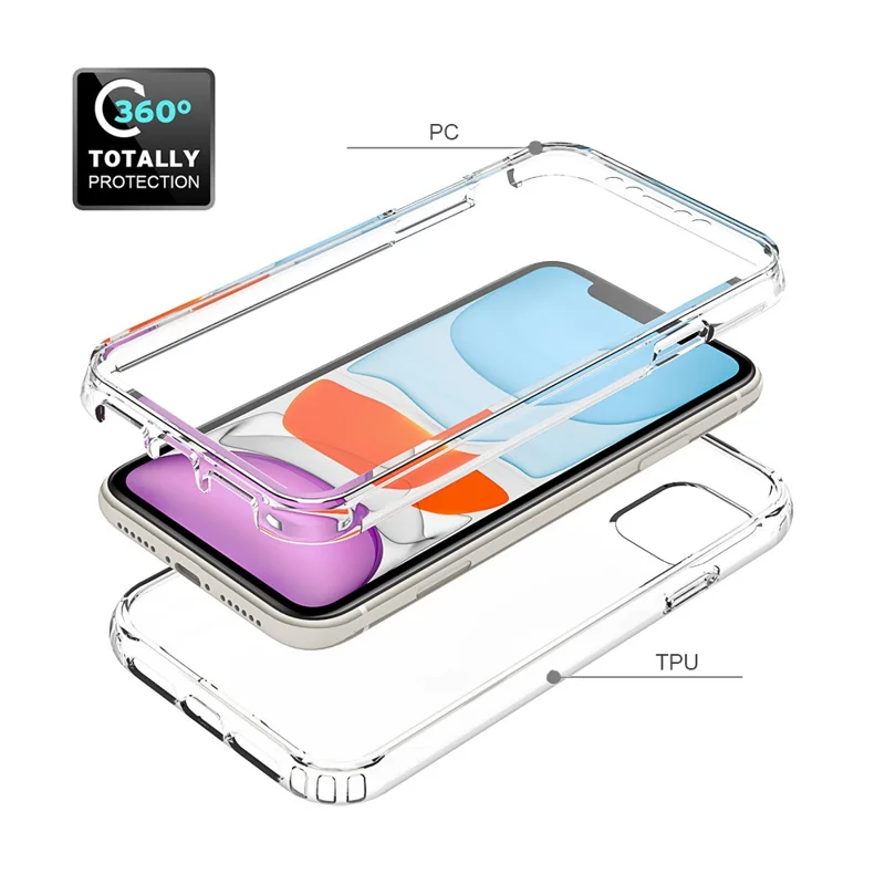 Anti-scratch Detachable 2-in-1 Transparent Gradient Color Clear TPU + PC Shell for iPhone 11 6.1 inch - Transparent