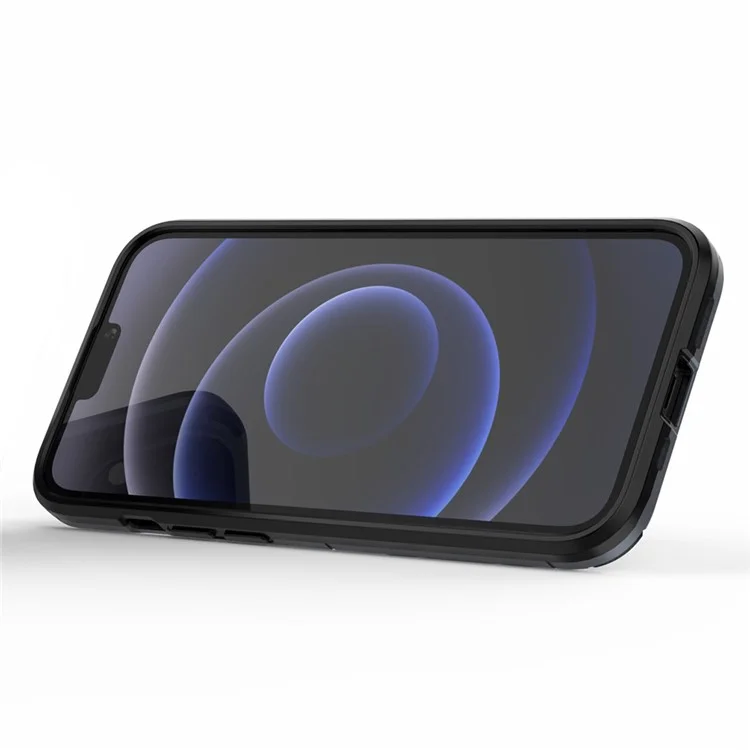 Ring Holder Kickstand Design 2-in-1 PC TPU Hybrid Case Drop-proof Cover for iPhone 13 Pro 6.1 inch - Blue