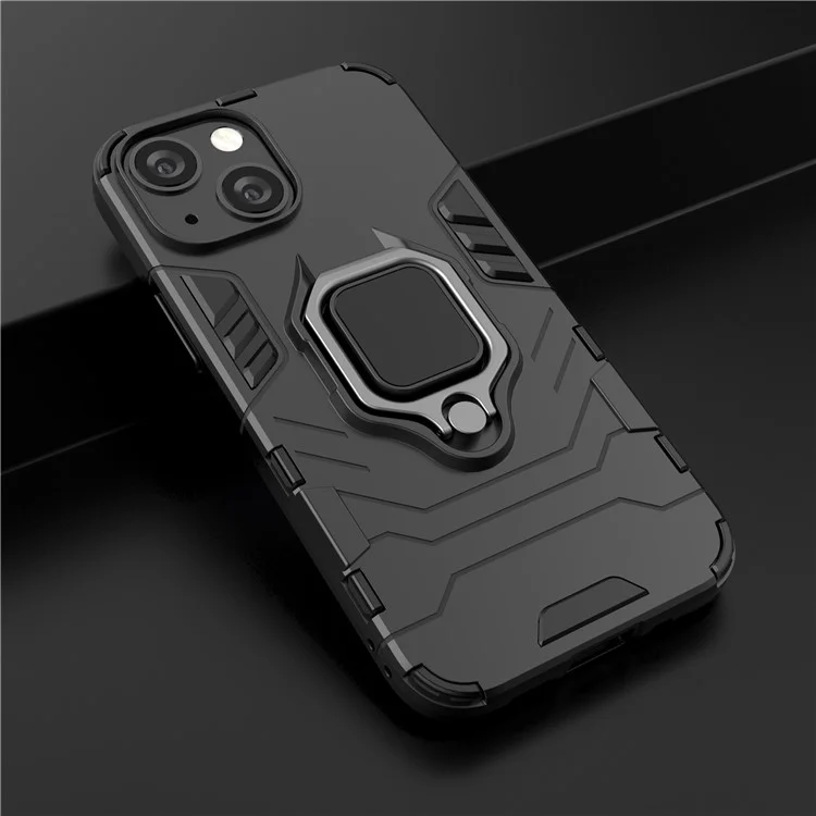 Drop-resistenter Ringhalter Kickstand-design 2-in-1 PC TPU Hybrid-hülle Für Iphone 13 Mini 5,4 Zoll - Schwarz