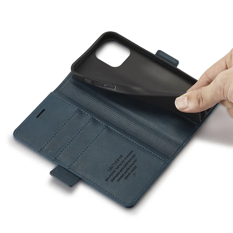 LC.IMEEKE PU Leather Full Protection Folio Flip Wallet Case with Card Holder and Magnetic Clasp Closure for iPhone 12 / 12 Pro 6.1 inch - Blue