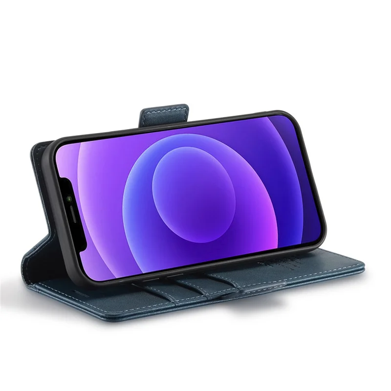 LC.IMEEKE PU Leather Full Protection Folio Flip Wallet Case with Card Holder and Magnetic Clasp Closure for iPhone 12 / 12 Pro 6.1 inch - Blue