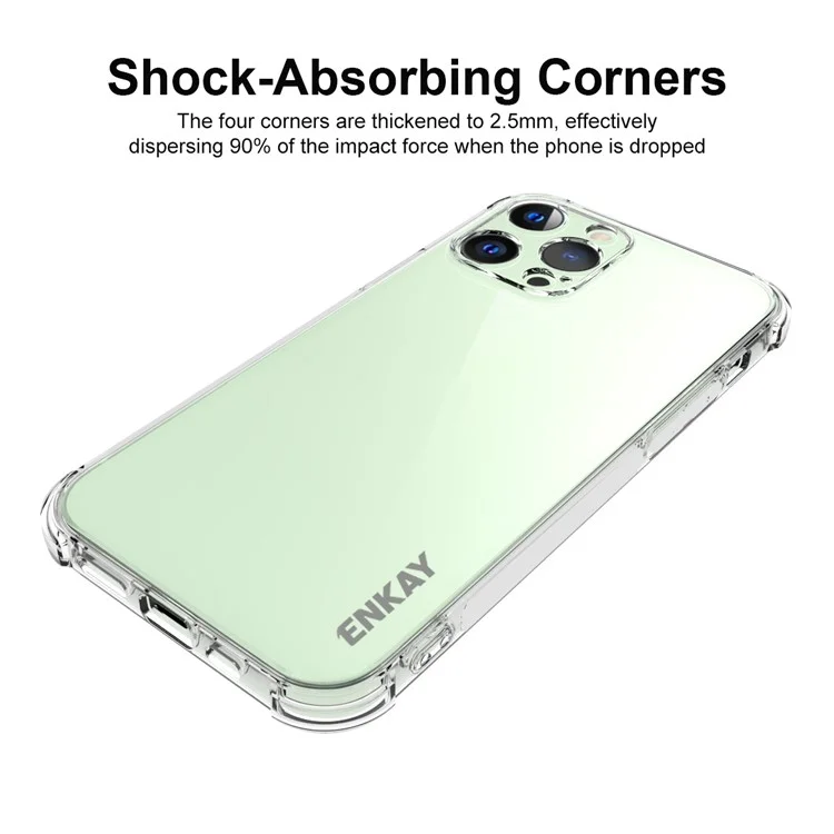 Enkay Hat Prince Ultra Clear TPU Case de Cobertura Anti-Drop Con Tira Anti-slip en la Película de Vidrio Lateral + Templado Para Iphone 13 Pro 6.1 Pulgadas