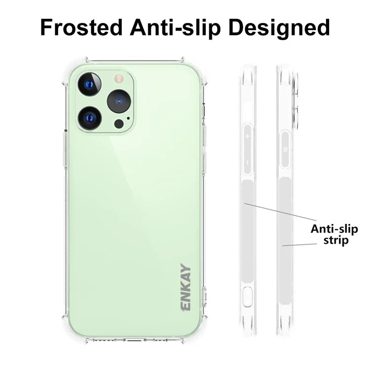 ENKAY HAT PRINCE Ultra Clear TPU Anti-Drop Cover Case with Anti-slip Strip on the Side + Tempered Glass Film for iPhone 13 Pro 6.1 inch