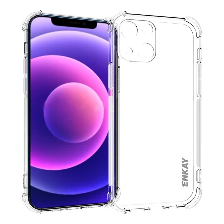 ENKAY HAT PRINCE Flexible Transparent TPU Cover Case with Anti-slip Strip on the Side for iPhone 13 mini 5.4 inch