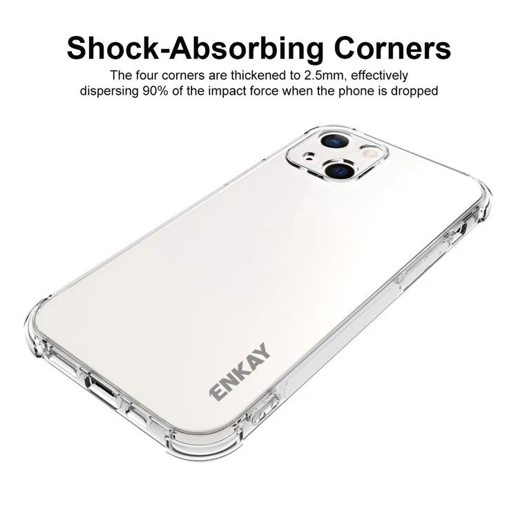ENKAY HAT PRINCE Super Slim Transparent TPU Cover Case with Anti-slip Strip on the Side for iPhone 13 6.1 inch