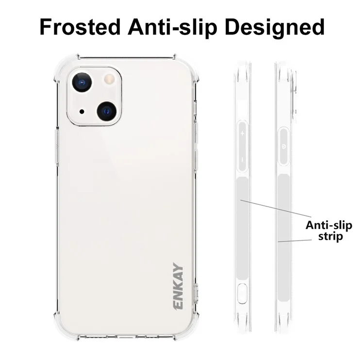 ENKAY HAT PRINCE Super Slim Transparent TPU Cover Case with Anti-slip Strip on the Side for iPhone 13 6.1 inch