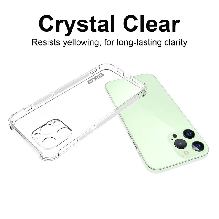 Enkay Hat Prince High Transparencia Soft Anti-Drop TPU Case de Cubierta Con Tira Anti-slip en el Costado Para Iphone 13 Pro 6.1 Pulgadas