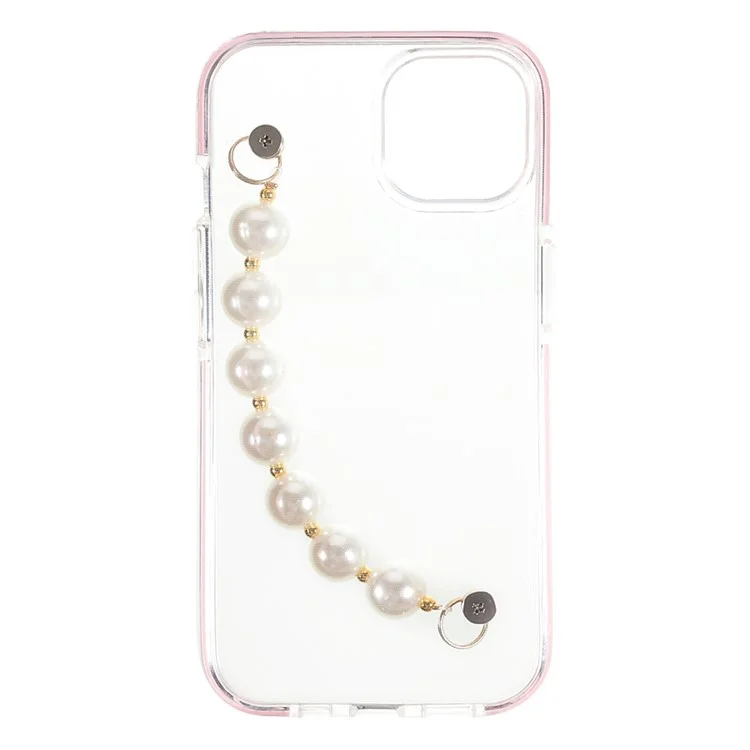 Anti-Scratch Super Clear TPU Phone Case with Pearl Hand Strap for iPhone 13 6.1 inch