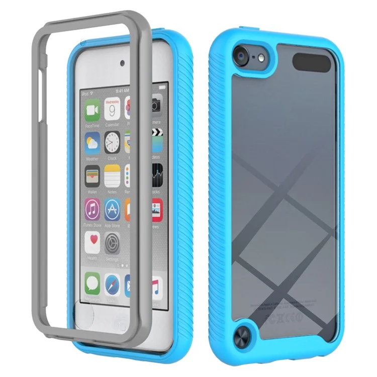 Full Coverage PC + TPU Hybrid Case Phone Shell with PET Screen Protector for iPod Touch (2019)/ 6/5 - Baby Blue
