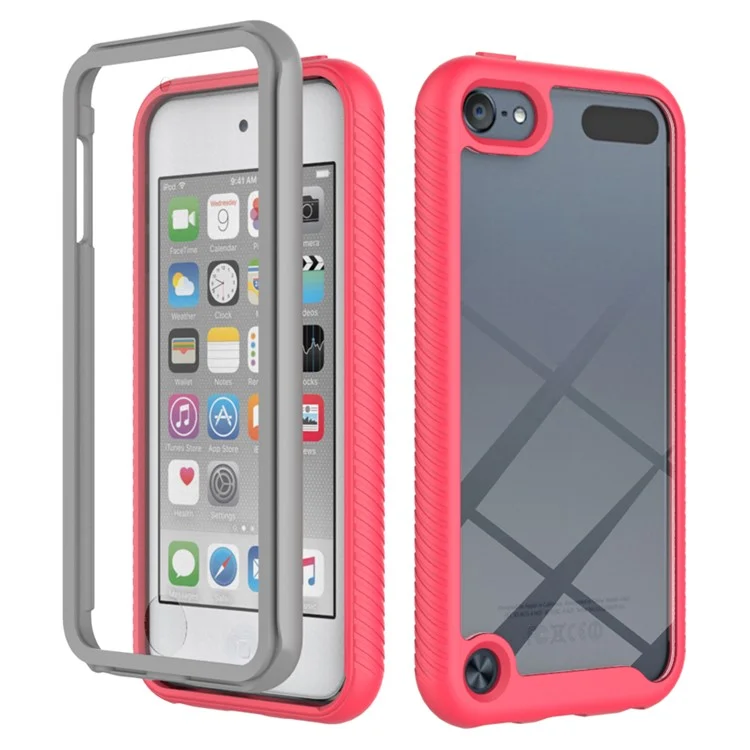 Cobertura Completa PC + TPU Hybrid Case Shell Con Protector de Pantalla de Mascotas Para Ipod Touch (2019)/ 6/5 - Rosado