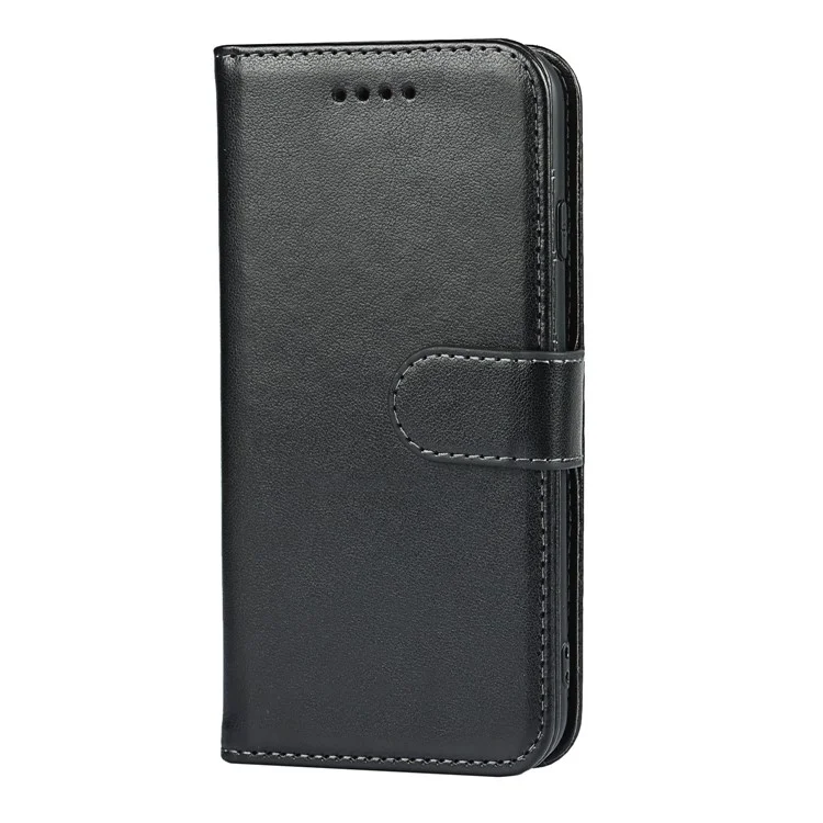 Drop-Proof R61 Textura Costura Felled PU Leather Wallet Mobile Cover Shell para iPhone 7 4.7 polegadas/8 4.7 polegadas/SE (2020)/SE (2022) - Preto