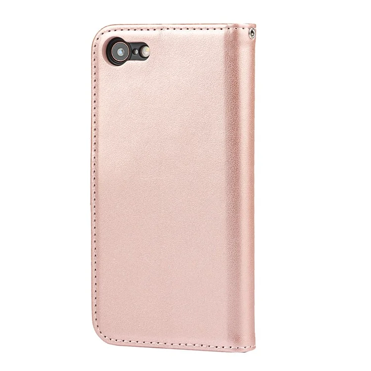Coque de protection en cuir PU texturé R61 avec couture pliée pour iPhone 7 4,7 pouces/8 4,7 pouces/SE (2020)/SE (2022) - Rose Gold