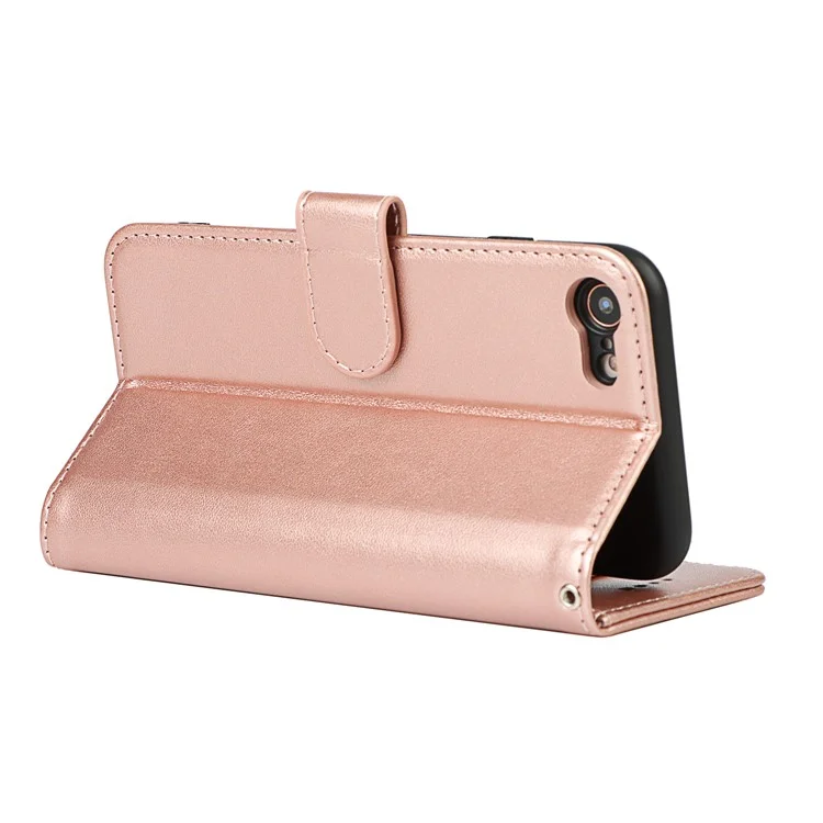 Coque de protection en cuir PU texturé R61 avec couture pliée pour iPhone 7 4,7 pouces/8 4,7 pouces/SE (2020)/SE (2022) - Rose Gold