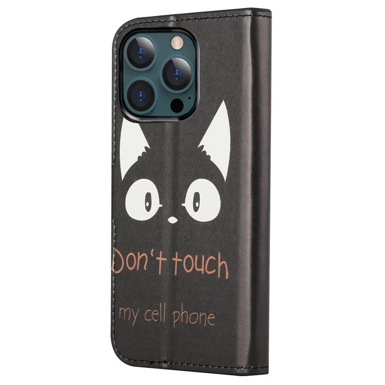 Stand Pattern Pattern Premping Premium PU PU Chaurlet Clip Capa de Proteção Para Iphone 13 Pro Max 6,7 Polegadas - Não Toque no Meu Celular