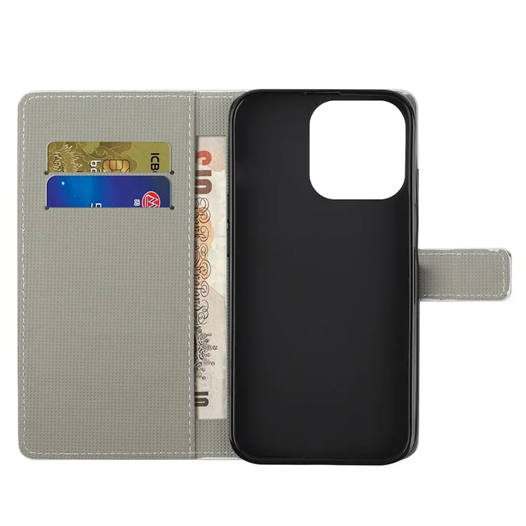Stand Pattern Pattern Premping Premium PU PU Chaurlet Clip Capa de Proteção Para Iphone 13 Pro Max 6,7 Polegadas - Não Toque no Meu Celular