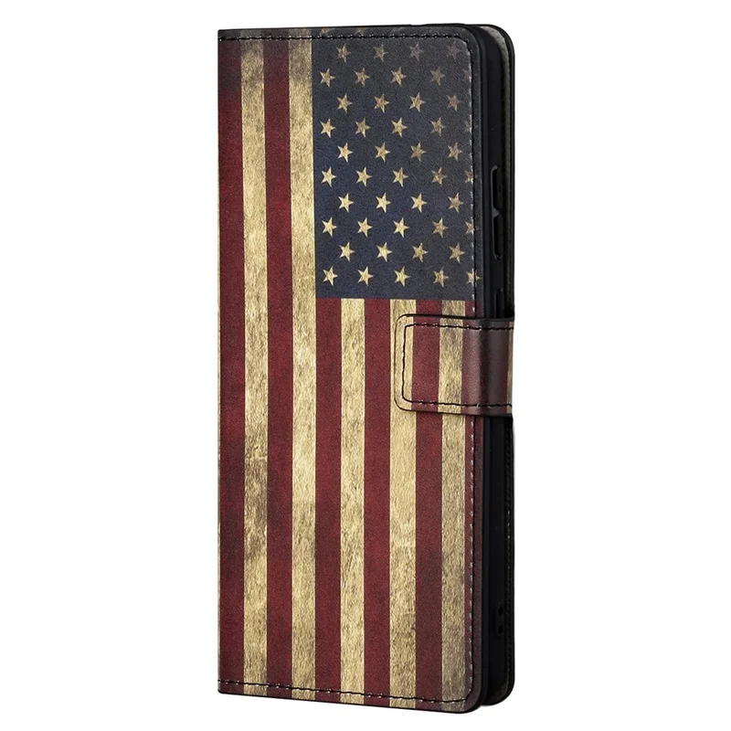 Stand Feature Pattern Printing Premium PU Leather Wallet Flip Protective Cover for iPhone 13 Pro Max 6.7 inch - The American Flag
