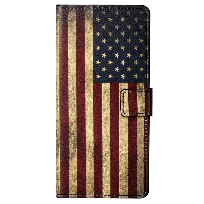Stand Feature Pattern Printing Premium PU Leather Wallet Flip Protective Cover for iPhone 13 Pro Max 6.7 inch - The American Flag