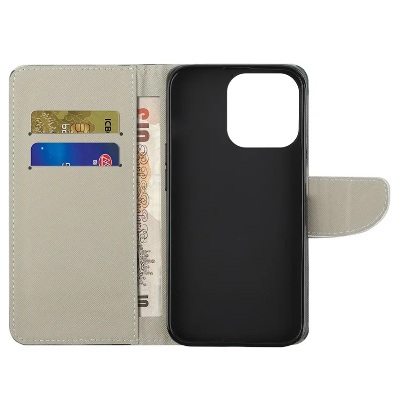 Pattern Printing Cross Texture Leather Wallet Stand Case for iPhone 13 Pro Max - Vivid Butterfly