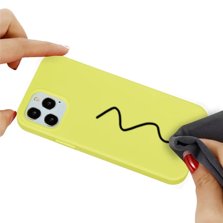 Anti Scratch Liquid Silicone Soft Phone Case Shell for iPhone 13 Pro 6.1 inch - Yellow