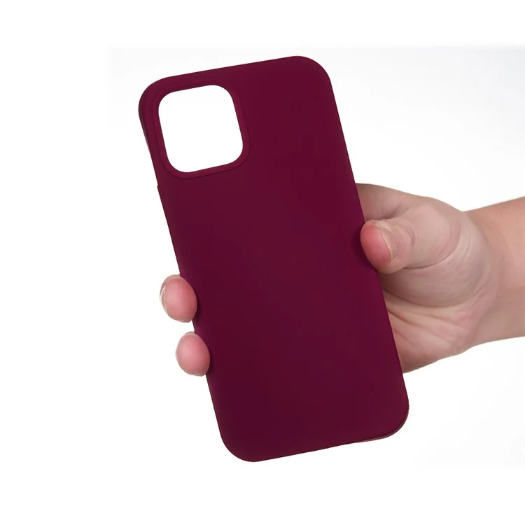 Anti Scratch Liquid Silicone Soft Phone Case Shell for iPhone 13 Pro 6.1 inch - Wine Red