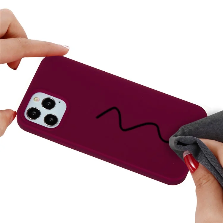 Anti Scratch Liquid Silicone Soft Phone Case Shell for iPhone 13 Pro 6.1 inch - Wine Red