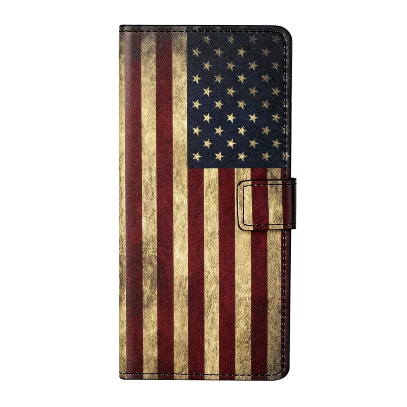 Wallet Cute Pattern Printing PU Leather Stand Feature Flip Cover for iPhone 13 Pro 6.1 inch - The American Flag