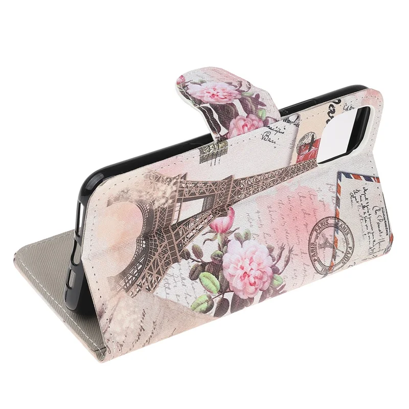 Cross Texture Pattern Printing Wallet Stand Leather Case Protector for iPhone 13 mini 5.4 inch - Tower