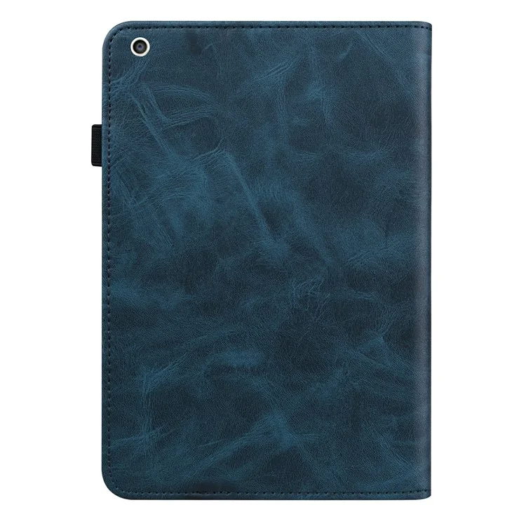 Tampa de Comprimido de Couro de Costura Simples Com Suporte Para Cartão e Função de Despertar/sono Automático Para Ipad Mini 4/(2019) 7,9 Polegadas - Azul