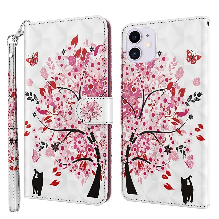 3D Style Pattern Printing Premium PU Leather Wallet Flip Flip Magnetic Stand Cover with Strap for iPhone 13 Pro 6.1 inch - Wish Tree