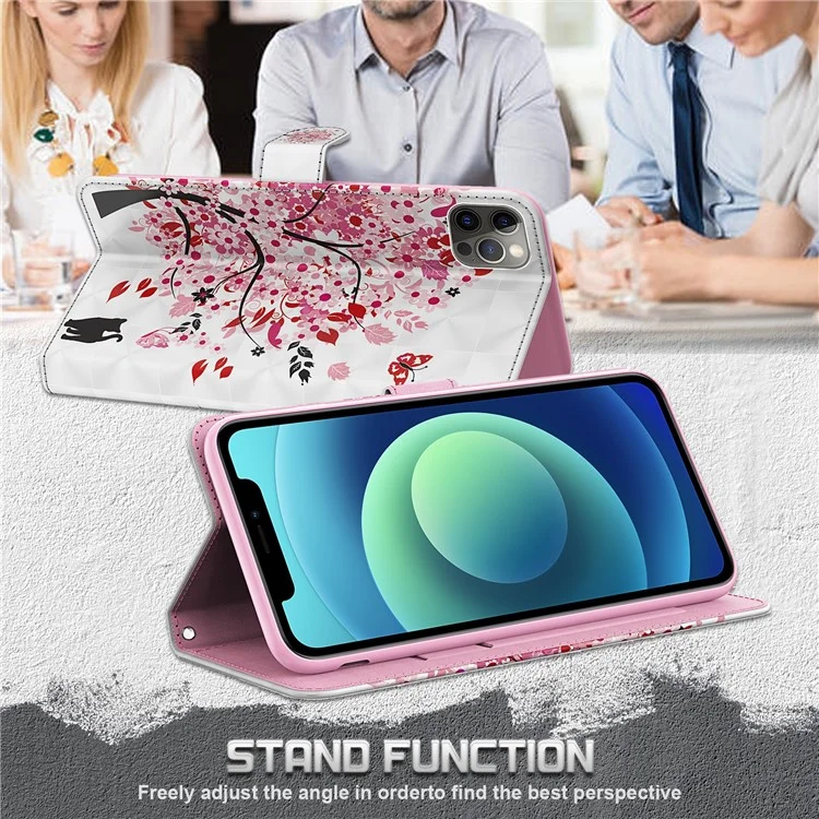 3D Style Pattern Printing Premium PU Leather Wallet Flip Flip Magnetic Stand Cover with Strap for iPhone 13 Pro 6.1 inch - Wish Tree