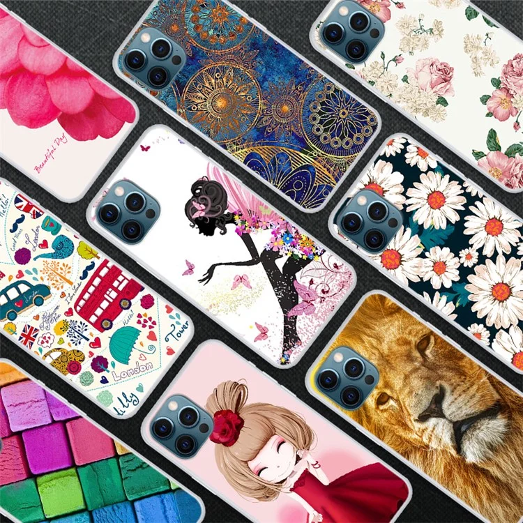 Cute Pattern Printing Design Soft TPU Thin Shockproof Case for iPhone 13 Pro 6.1 inch - Daisy