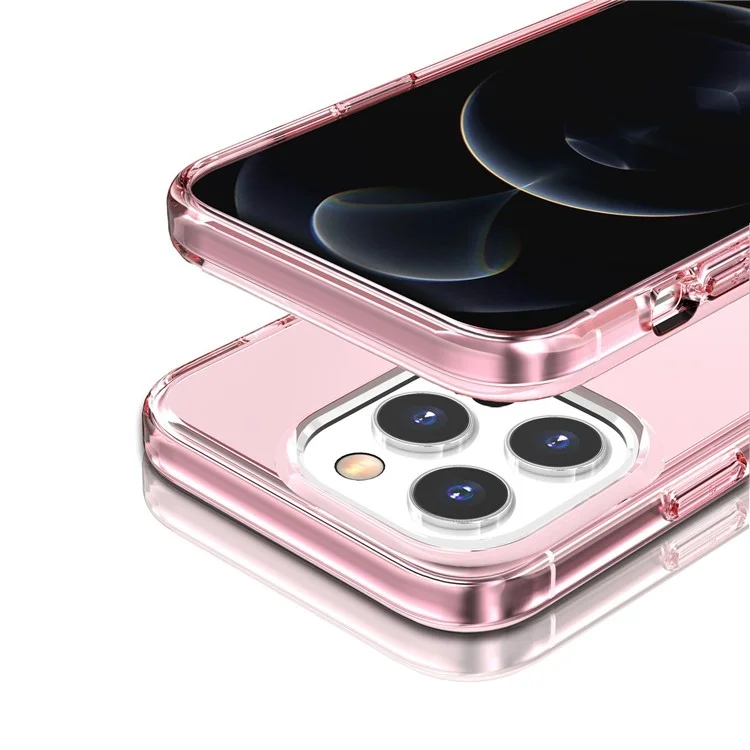 Anti-scratch Transparent PC+TPU Phone Back Case for iPhone 13 Pro 6.1 inch - Pink
