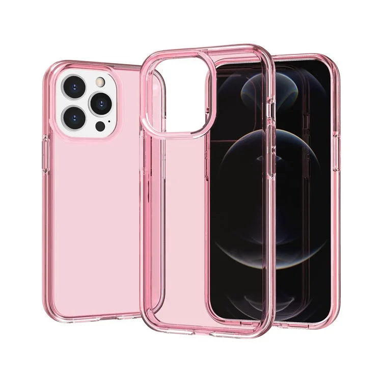 Anti-scratch Transparent PC+TPU Phone Back Case for iPhone 13 Pro 6.1 inch - Pink