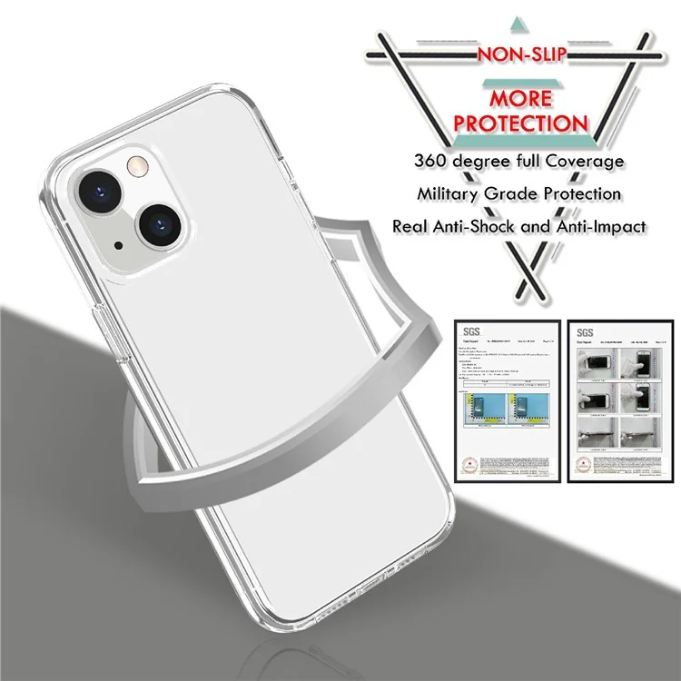 Transparent Scratch-proof PC+TPU Phone Back Case for iPhone 13 6.1 inch - Transparent