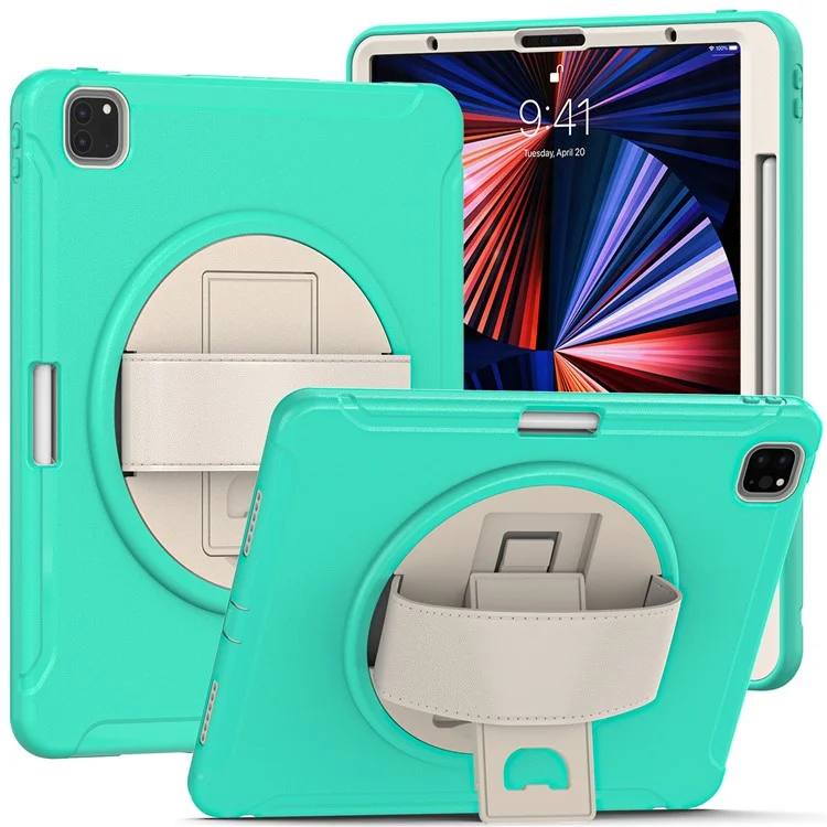 Für IPad Pro 12,9-Zoll (2021) 360 ° Rotary Kickstand PC + TPU-Tablet-Gehäuse Mit Magnetisch Absorbierenden Stiftschlitz - Minzgrün