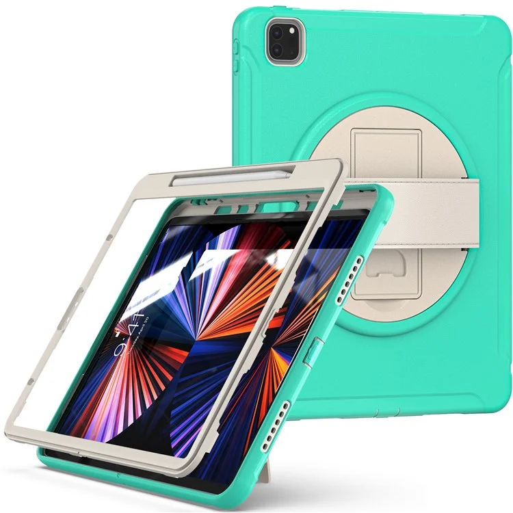 Für IPad Pro 12,9-Zoll (2021) 360 ° Rotary Kickstand PC + TPU-Tablet-Gehäuse Mit Magnetisch Absorbierenden Stiftschlitz - Minzgrün