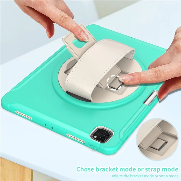 Für IPad Pro 12,9-Zoll (2021) 360 ° Rotary Kickstand PC + TPU-Tablet-Gehäuse Mit Magnetisch Absorbierenden Stiftschlitz - Minzgrün