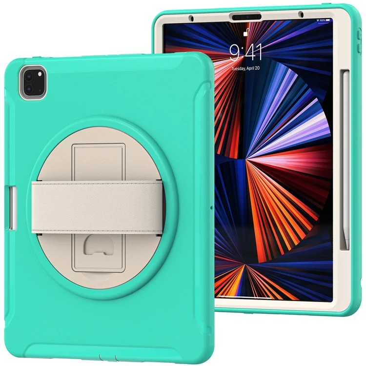 Für IPad Pro 12,9-Zoll (2021) 360 ° Rotary Kickstand PC + TPU-Tablet-Gehäuse Mit Magnetisch Absorbierenden Stiftschlitz - Minzgrün
