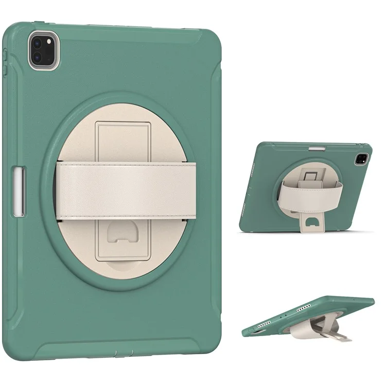 Pour iPad Air 13 (2024) / Pro 12.9 pouces (2021) Étui de tablette 360° Rotary Kickstand PC + TPU avec fente pour stylet magnétique - Vert émeraude