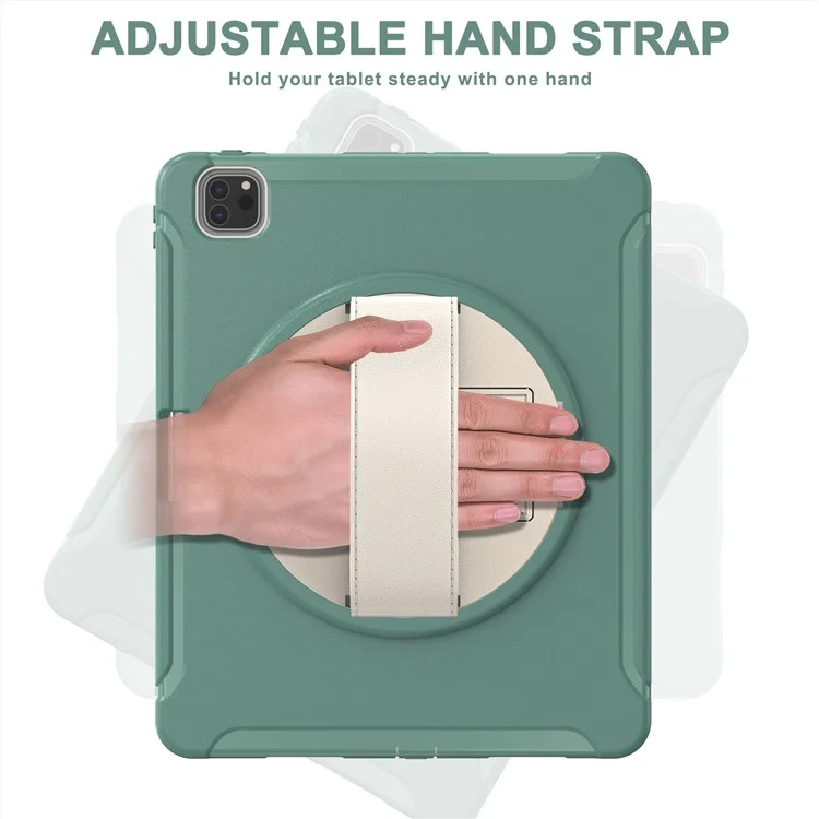 Pour iPad Air 13 (2024) / Pro 12.9 pouces (2021) Étui de tablette 360° Rotary Kickstand PC + TPU avec fente pour stylet magnétique - Vert émeraude