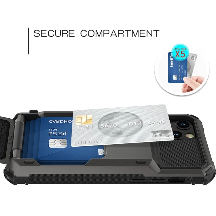 Haut de Carte de Conception Flip Tpu + pc Hybrid Case-résistant à la Drop-tof ​​pour Iphone 13 Pro 6,1 Pouces - Blanche