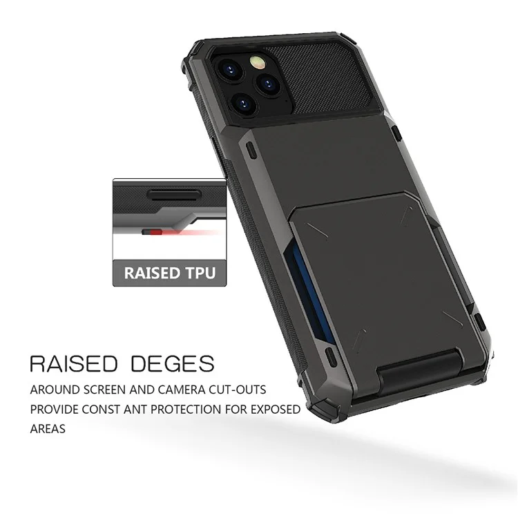 Haut de Carte de Conception Flip Tpu + pc Hybrid Case-résistant à la Drop-tof ​​pour Iphone 13 Pro 6,1 Pouces - Blanche