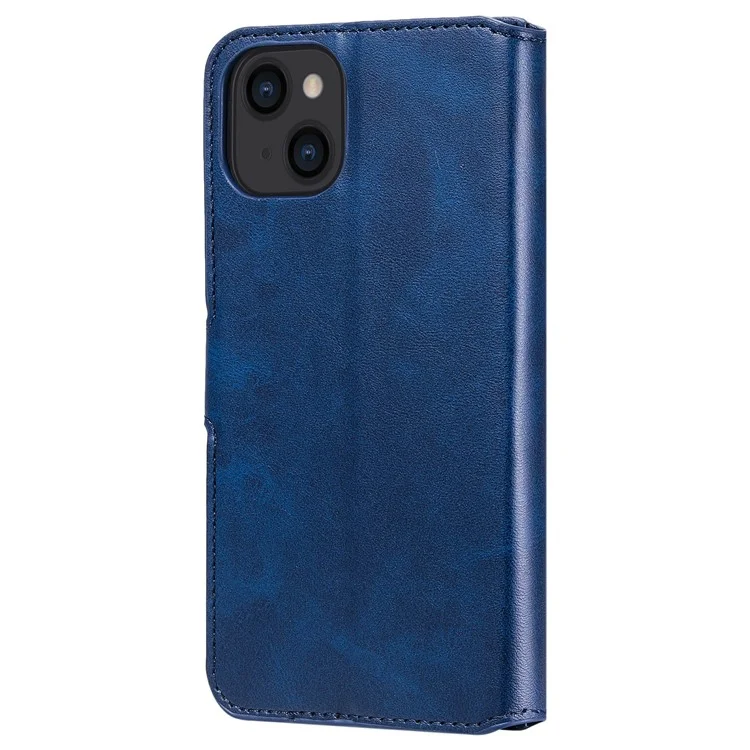 Full Protective Folio Flip Leather Wallet Phone Stand Cover Casing for iPhone 13 6.1 inch - Blue